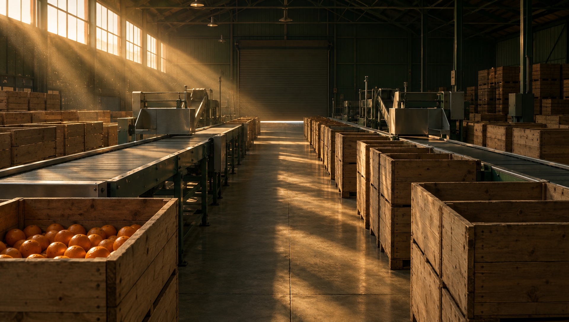 The silent packinghouse at dawn